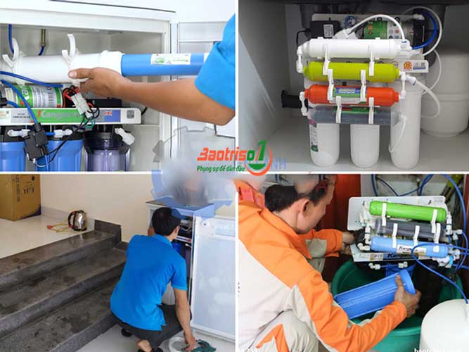 Một trong những hình ảnh máy lọc nước Karofi được kỹ thuật sửa chữa tại nhà