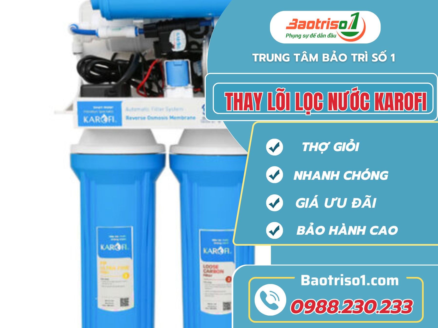 Baotriso1 thay lõi lọc nước Karofi lõi chuẩn, có mặt nhanh