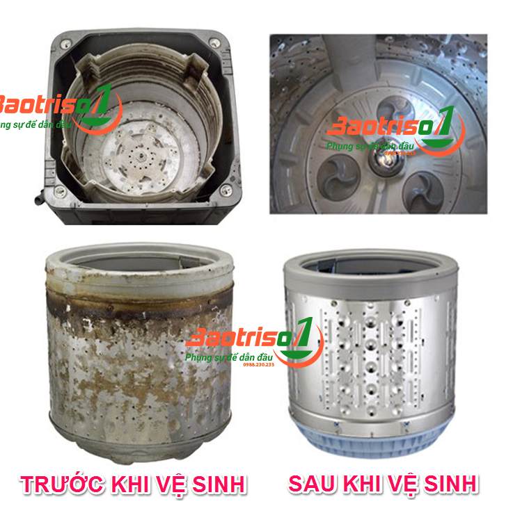 hình ảnh vệ sinh máy giặt aqua trước và sau khi vệ sinh