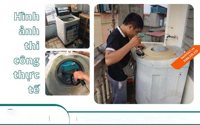 lắp lại máy giặt sau khi được sửa chữa xong lỗi u12 máy giặt panasonic tại nhà khách hàng 