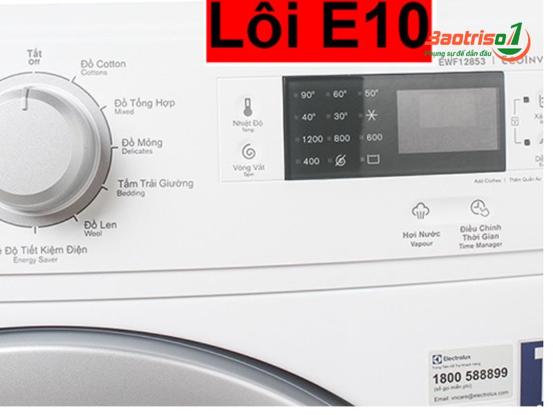 Dấu hiệu máy giặt Electrolux báo lỗi E10 