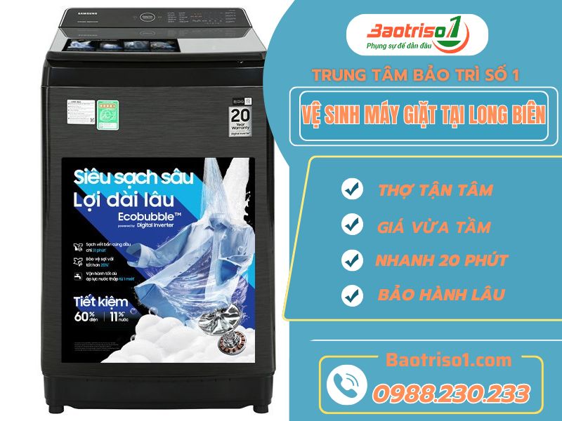 Dịch vụ vệ sinh máy giặt tại Long Biên uy tín, giá chỉ từ 150k