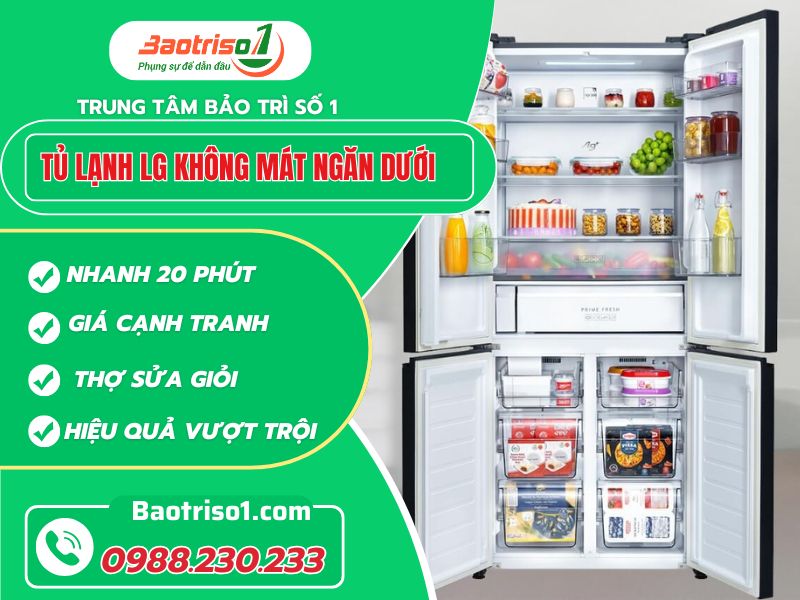 8 lý do tủ lạnh LG không mát ngăn dưới, cách sửa chi tiết, dễ làm